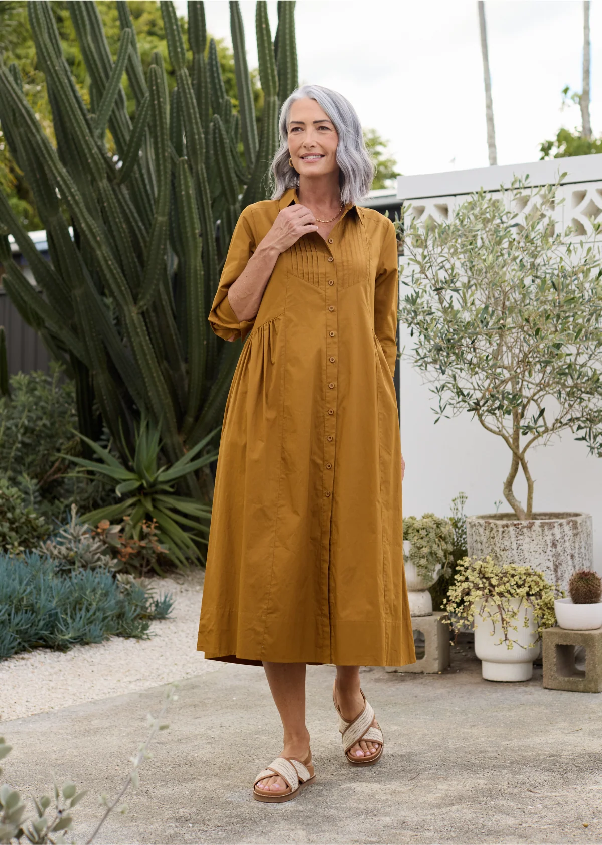 SUSIE SHIRTDRESS - DEEP MUSTARD - PETITE - Image 5